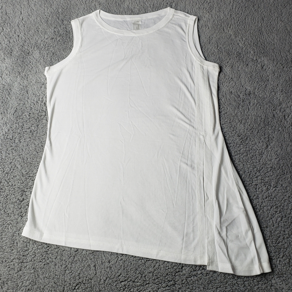 Zuda Z-Luxe Asymmetrical XS White Tank Top